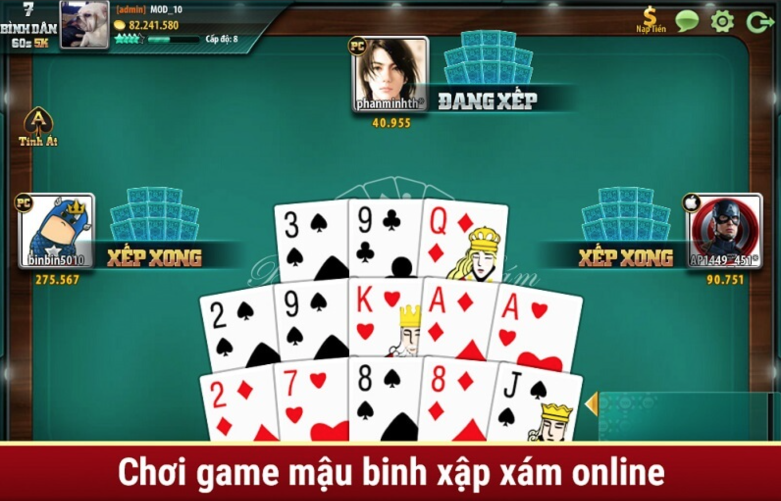 Tựa game Bài Binh xập xám online đầy hấp dẫn 
